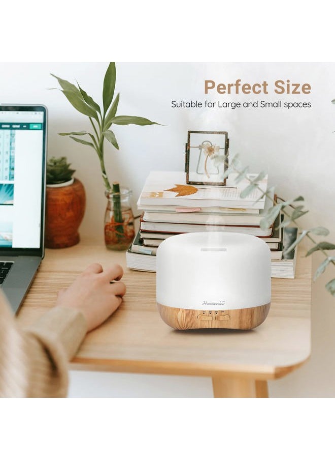 300ml Essential Oil Diffuser, Quiet Aromatherapy Mist Diffusers for Essential Oils, Wood Grain, Ultrasonic, Remote Control, Timer, 7 Colors Light for Bedroom (300ml)