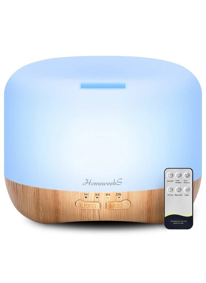 300ml Essential Oil Diffuser, Quiet Aromatherapy Mist Diffusers for Essential Oils, Wood Grain, Ultrasonic, Remote Control, Timer, 7 Colors Light for Bedroom (300ml)