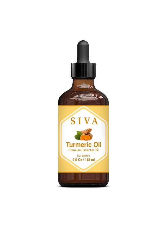 SIVA Turmeric Essential Oil - 4 Fl Oz – Natural Turmeric Oil - for Diffuser, Face, Skin Care, Aromatherapy, Hair Care, Scalp and Body Massage - with Dropper