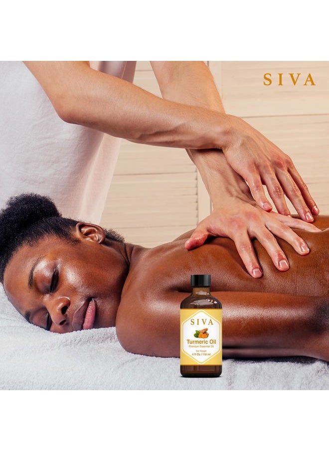 SIVA Turmeric Essential Oil - 4 Fl Oz – Natural Turmeric Oil - for Diffuser, Face, Skin Care, Aromatherapy, Hair Care, Scalp and Body Massage - with Dropper