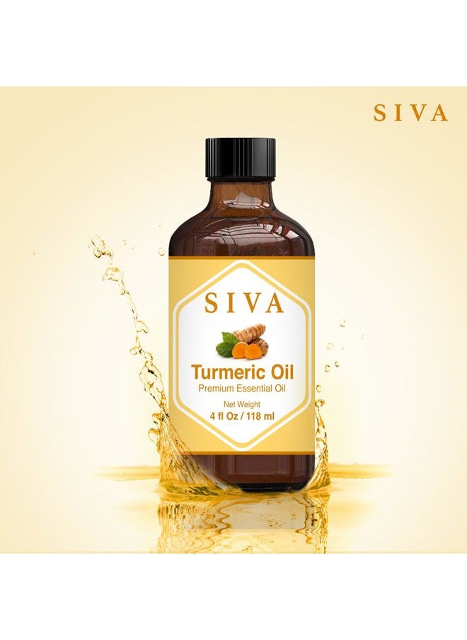SIVA Turmeric Essential Oil - 4 Fl Oz – Natural Turmeric Oil - for Diffuser, Face, Skin Care, Aromatherapy, Hair Care, Scalp and Body Massage - with Dropper