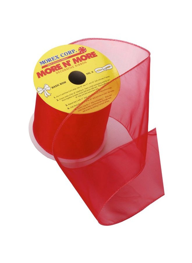 Wired 4-Inch Chiffon Ribbon with 10-Yard Spool, Red
