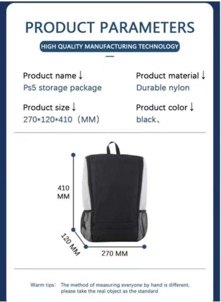 PS5 Game Console Backpack - Carrying Case for PS5 Suitable for Travel Suitcase Compatible with Playstation 5 Console and Accessories - PS5 Adjustable Handle Bag with Strap (Black)