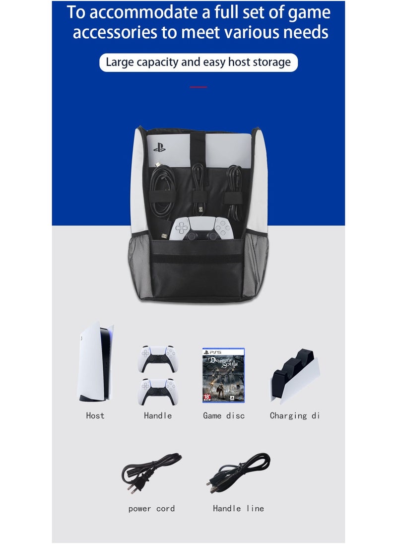 PS5 Game Console Backpack - Carrying Case for PS5 Suitable for Travel Suitcase Compatible with Playstation 5 Console and Accessories - PS5 Adjustable Handle Bag with Strap (Black)
