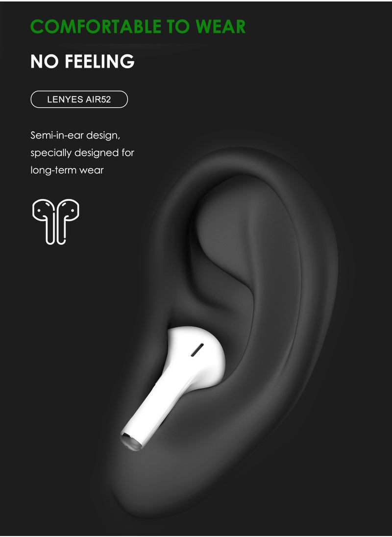 LENYES AIR52 In-ear Earphones, True Wireless Earbuds,40-Headphone standby, 3 Hours of Music Playback on a 10-Minute Charge, Compact and Comfortable