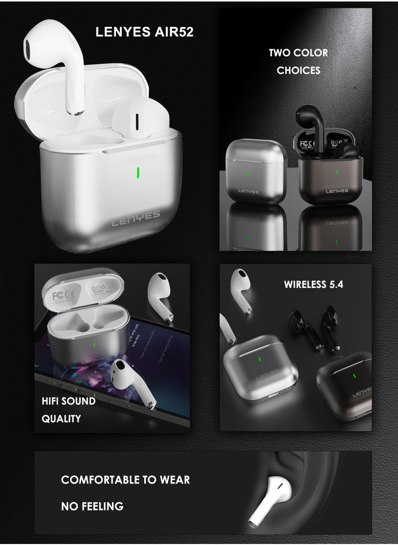 LENYES AIR52 In-ear Earphones, True Wireless Earbuds,40-Headphone standby, 3 Hours of Music Playback on a 10-Minute Charge, Compact and Comfortable
