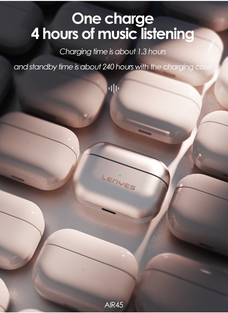 LENYES AIR-45 In-ear Earphones, Wireless Bluetooth 5.3. In-ear Earphones, True Wireless Earbuds, 3 Hours of Music Playback on a 10-Minute Charge, Compact and Comfortable