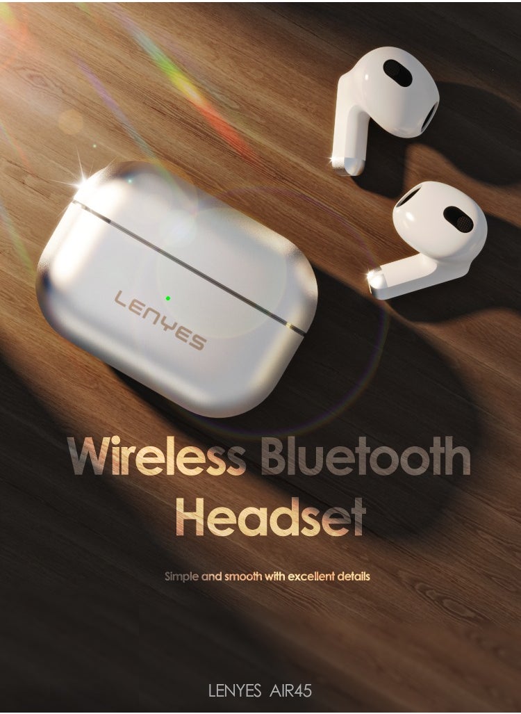 LENYES AIR-45 In-ear Earphones, Wireless Bluetooth 5.3. In-ear Earphones, True Wireless Earbuds, 3 Hours of Music Playback on a 10-Minute Charge, Compact and Comfortable