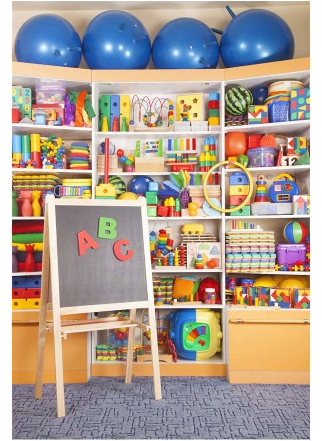 4x6ft Children Playroom Toy Shelf Background Back to School Photobooth Preschool Kids First Day Playhouse Blocks Play Game Balls Photography Backdrop Kindergarten Interior Studio Props Vinyl