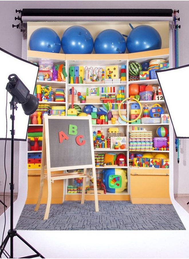 4x6ft Children Playroom Toy Shelf Background Back to School Photobooth Preschool Kids First Day Playhouse Blocks Play Game Balls Photography Backdrop Kindergarten Interior Studio Props Vinyl