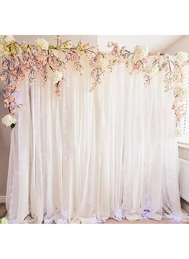 White Backdrop Curtains 10ft x 10ft Chiffon Photo Drapes for Wedding Birthday Parties Baby Decorations 2 Panels 5ft x 10ft