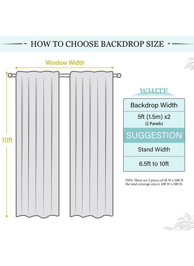 White Backdrop Curtains 10ft x 10ft Chiffon Photo Drapes for Wedding Birthday Parties Baby Decorations 2 Panels 5ft x 10ft