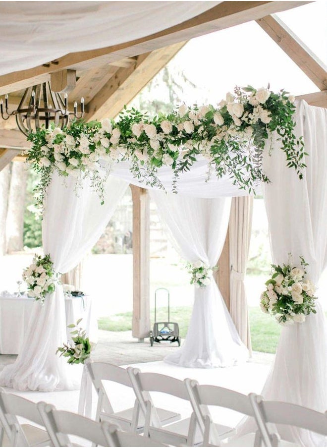 White Backdrop Curtains 10ft x 10ft Chiffon Photo Drapes for Wedding Birthday Parties Baby Decorations 2 Panels 5ft x 10ft