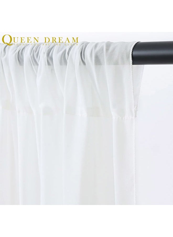White Backdrop Curtains 10ft x 10ft Chiffon Photo Drapes for Wedding Birthday Parties Baby Decorations 2 Panels 5ft x 10ft
