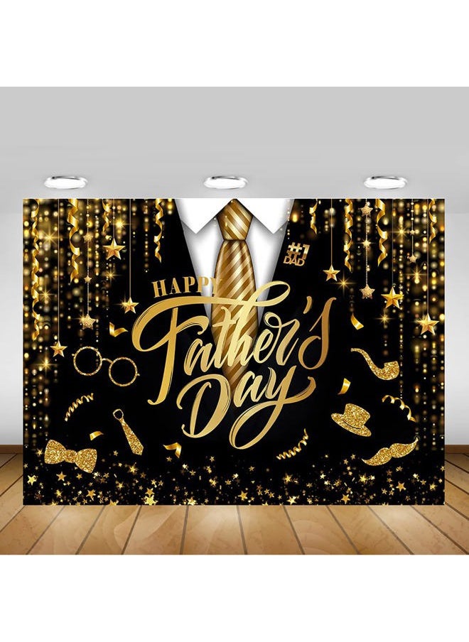 Happy Father's Day Bakcdrop Best Dad Happy Dads Day Theme Party Decoration Gold and Black Father's Day Family Events Party Banner (Black Gold, 7x5ft(82x60 inch))