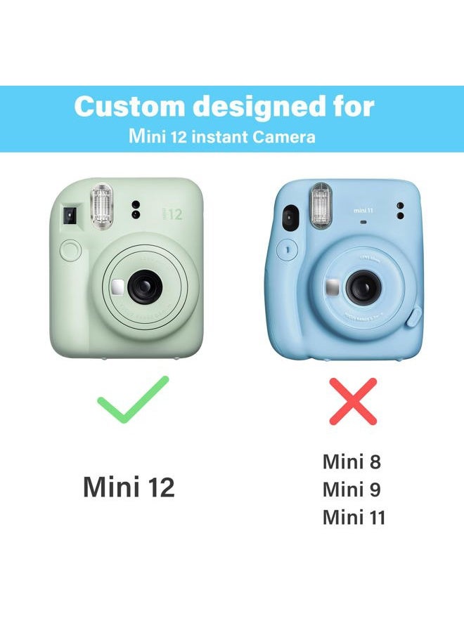 Clear Case Compatible with Fuji Instax Mini 12 - Hard Carrying Case Bag for Fujifilm Instax Mini 12 Instant Camera - PC Cover with Rainbow Shoulder Strap