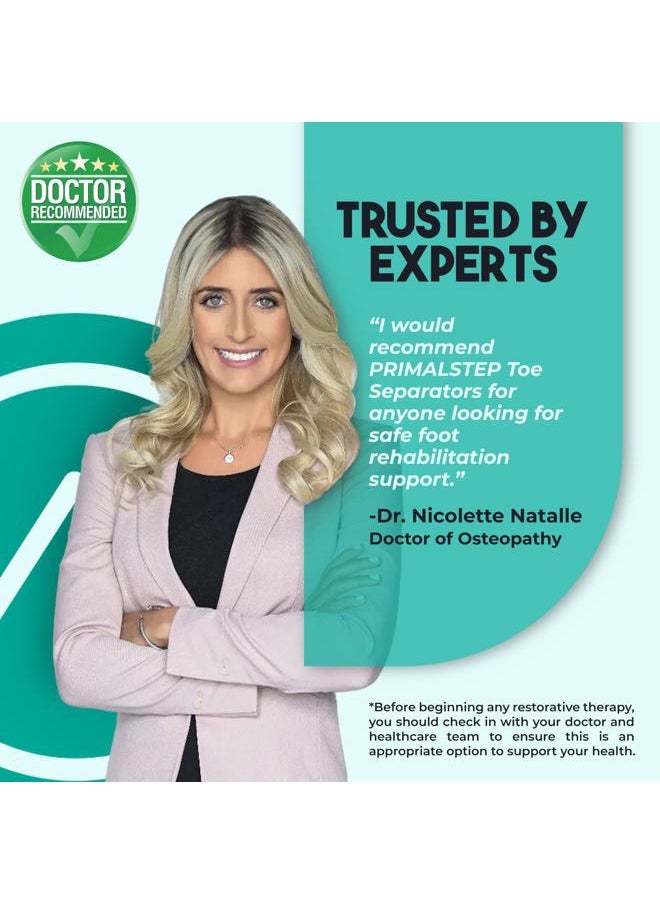 VYCE PrimalStep Toe Separators - Doctor Recommended - Correct Foot and Bunion Pain, Plantar Fasciitis - Toe Straightener to Improve Functional Athletic Mobility - Stretches to Fit (S/M)