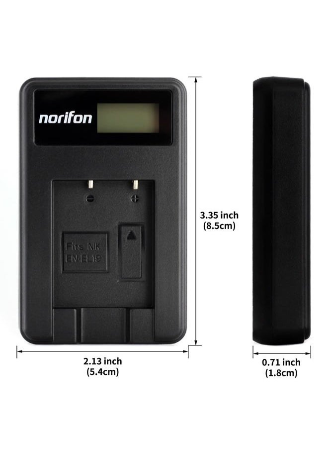 EN-EL19 LCD USB Charger for Nikon Coolpix S33, S7000, S6900, S2800, S100, S3100, S4100, S4300, S5200, S6500 Camera and More Black EN-EL19-L