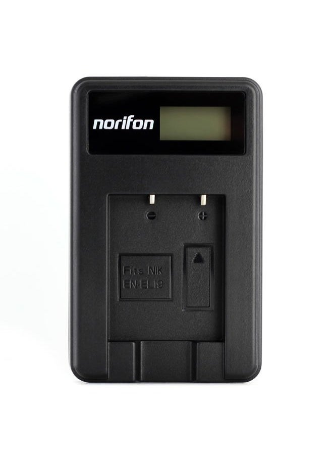 EN-EL19 LCD USB Charger for Nikon Coolpix S33, S7000, S6900, S2800, S100, S3100, S4100, S4300, S5200, S6500 Camera and More Black EN-EL19-L