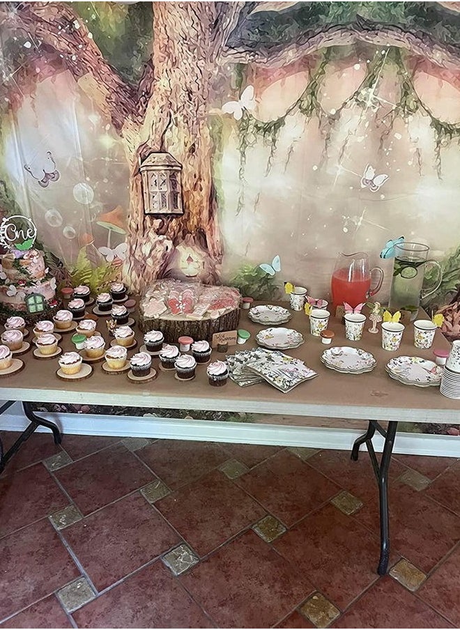 10x6.5ft Enchanted Forest Birthday Backdrop Fairy Tale Forest Enchanted Garden Photography Background for Kids Birthday Baby Shower Party Photoshoot Newborn Children Cake Smash Studio Props