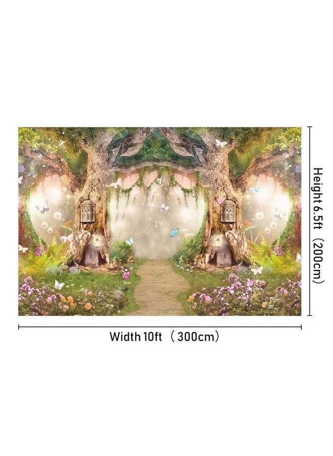 10x6.5ft Enchanted Forest Birthday Backdrop Fairy Tale Forest Enchanted Garden Photography Background for Kids Birthday Baby Shower Party Photoshoot Newborn Children Cake Smash Studio Props