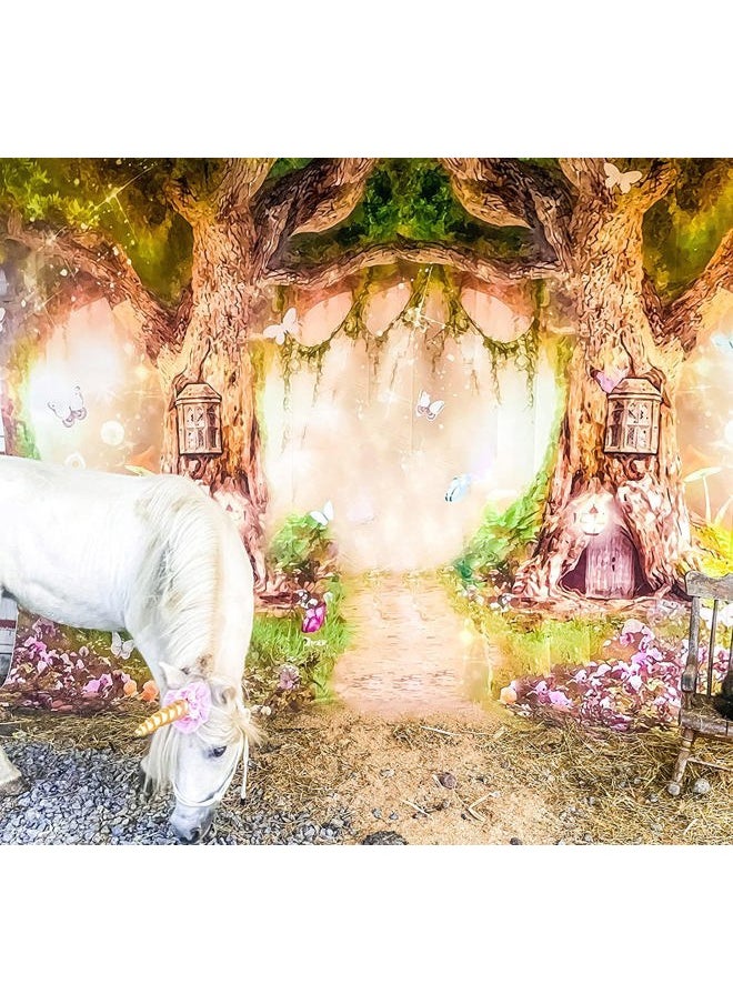 10x6.5ft Enchanted Forest Birthday Backdrop Fairy Tale Forest Enchanted Garden Photography Background for Kids Birthday Baby Shower Party Photoshoot Newborn Children Cake Smash Studio Props