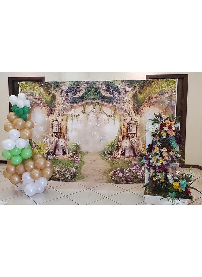10x6.5ft Enchanted Forest Birthday Backdrop Fairy Tale Forest Enchanted Garden Photography Background for Kids Birthday Baby Shower Party Photoshoot Newborn Children Cake Smash Studio Props