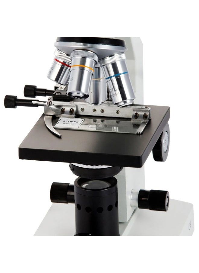 B100B-MS Compound Binocular Microscope, 40X-2000X Magnification, Brightfield, Tungsten Illumination, Abbe Condenser, Mechanical Stage