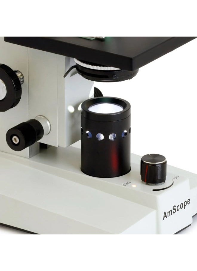 B100B-MS Compound Binocular Microscope, 40X-2000X Magnification, Brightfield, Tungsten Illumination, Abbe Condenser, Mechanical Stage