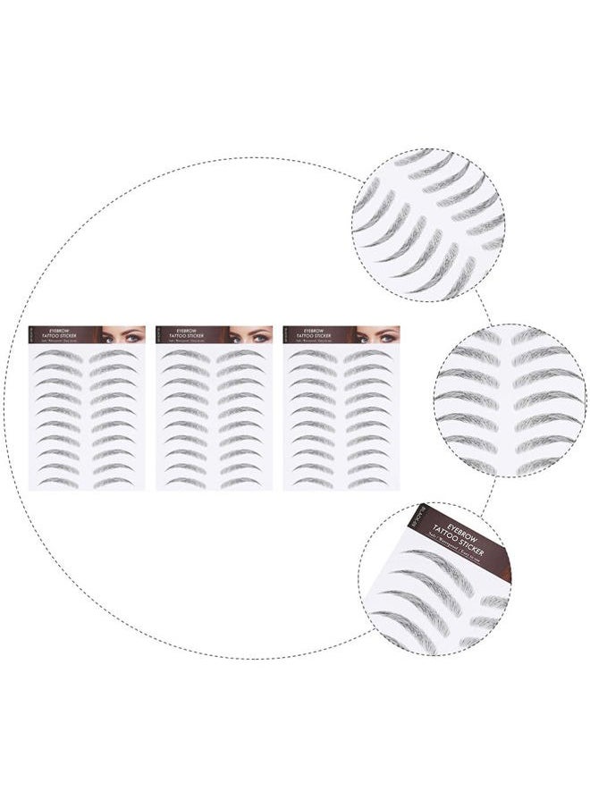 Eyebrow Sticker Waterproof, 6D Temporary Brow False Eyebrow Stick On Eyebrow Transfer for Women, 3sheets (type1)