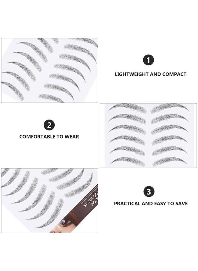 Eyebrow Sticker Waterproof, 6D Temporary Brow False Eyebrow Stick On Eyebrow Transfer for Women, 3sheets (type1)
