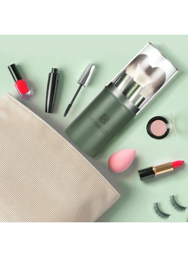 Makeup Brushes Set, HEYMKGO 11Pcs Makeup Brush Set Premium Synthetic Bristles Conical Handle Kabuki Foundation Face Eyeshadow Brush for Liquid Powder Buffing Blending Contouring With Travel Case