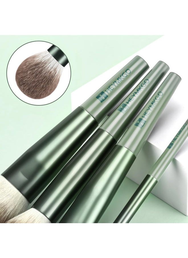 Makeup Brushes Set, HEYMKGO 11Pcs Makeup Brush Set Premium Synthetic Bristles Conical Handle Kabuki Foundation Face Eyeshadow Brush for Liquid Powder Buffing Blending Contouring With Travel Case