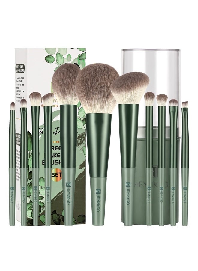Makeup Brushes Set, HEYMKGO 11Pcs Makeup Brush Set Premium Synthetic Bristles Conical Handle Kabuki Foundation Face Eyeshadow Brush for Liquid Powder Buffing Blending Contouring With Travel Case