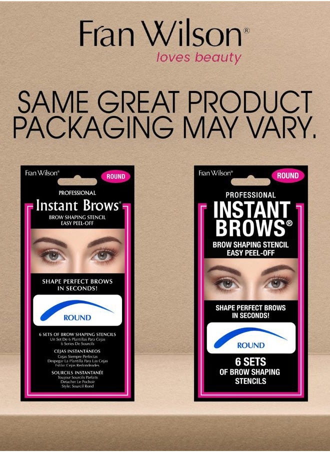 Instant Brows Makeup Tool: Adhesive Stencils for Perfectly Shaped Brows, Easy to Use, Ideal for Beginners and Pros - Round