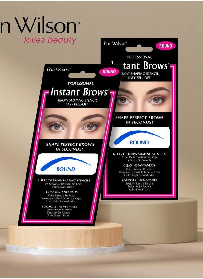 Instant Brows Makeup Tool: Adhesive Stencils for Perfectly Shaped Brows, Easy to Use, Ideal for Beginners and Pros - Round