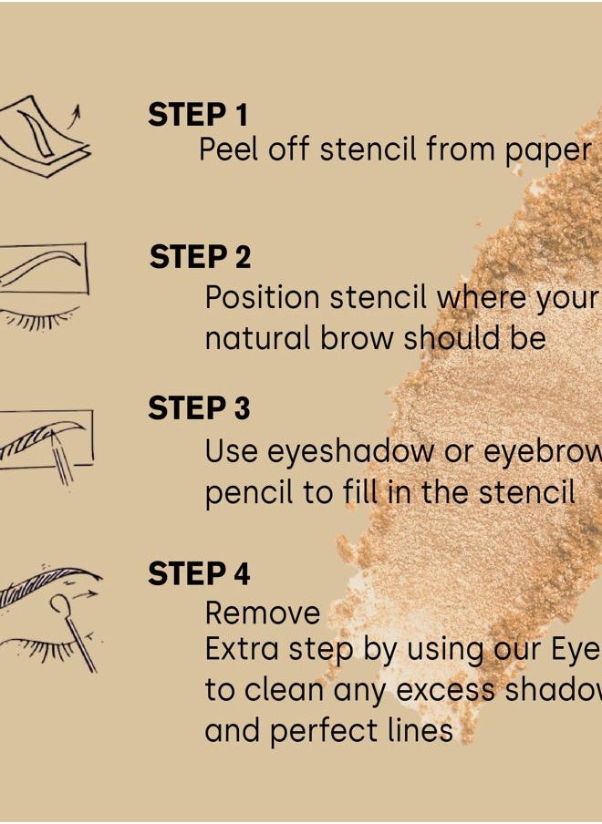 Instant Brows Makeup Tool: Adhesive Stencils for Perfectly Shaped Brows, Easy to Use, Ideal for Beginners and Pros - Round