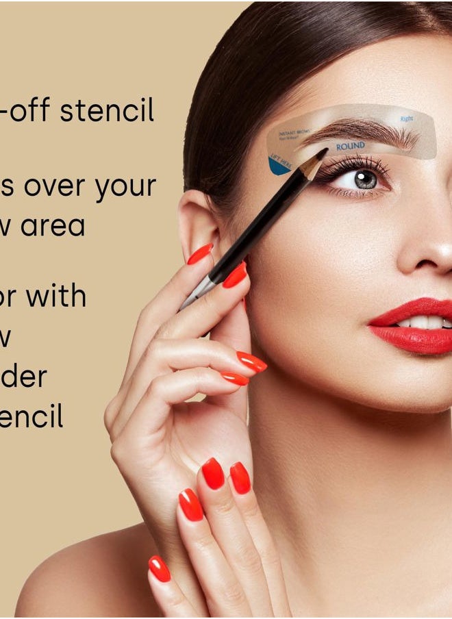 Instant Brows Makeup Tool: Adhesive Stencils for Perfectly Shaped Brows, Easy to Use, Ideal for Beginners and Pros - Round
