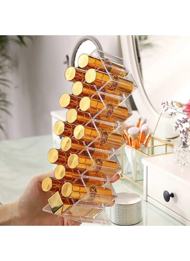 3 Pack Lipstick Holder Organizer, 48 Spaces Acrylic Stackable Fish Shape Lipsticks Tower Lipgloss Display Stand, Clear Lip Gloss Organizers Storage Box -16 Slots