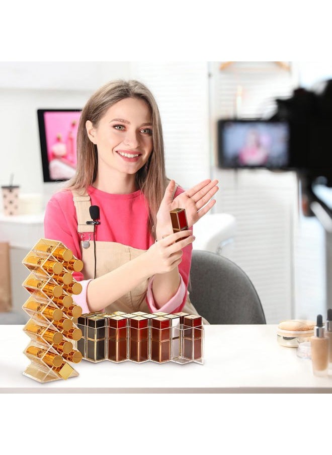 3 Pack Lipstick Holder Organizer, 48 Spaces Acrylic Stackable Fish Shape Lipsticks Tower Lipgloss Display Stand, Clear Lip Gloss Organizers Storage Box -16 Slots