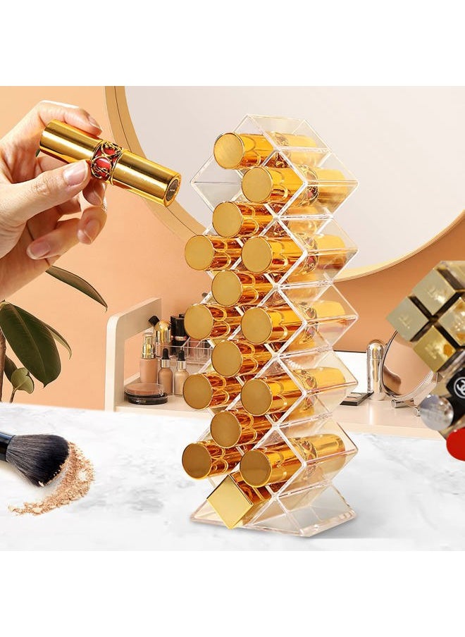 3 Pack Lipstick Holder Organizer, 48 Spaces Acrylic Stackable Fish Shape Lipsticks Tower Lipgloss Display Stand, Clear Lip Gloss Organizers Storage Box -16 Slots