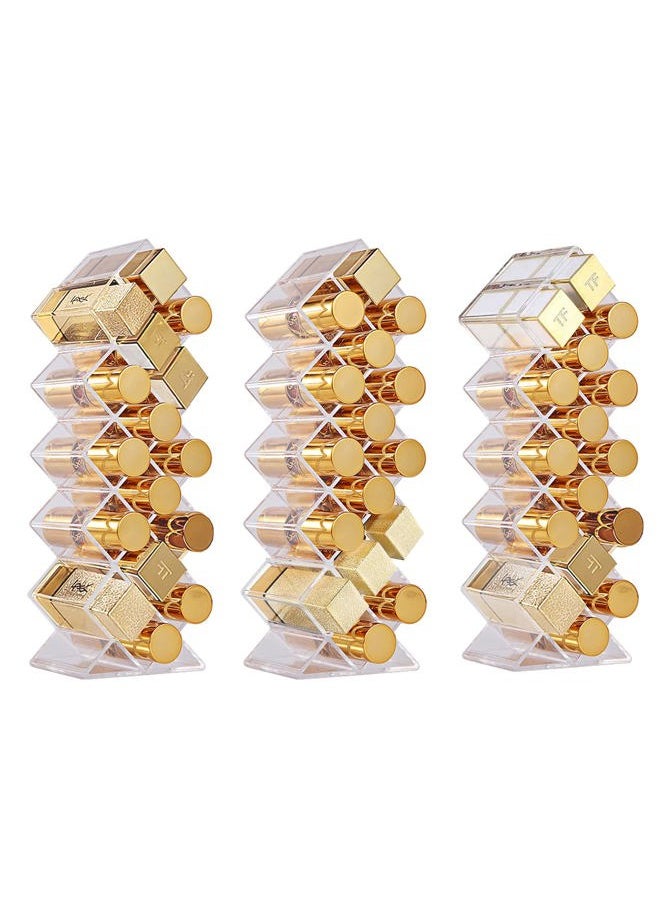3 Pack Lipstick Holder Organizer, 48 Spaces Acrylic Stackable Fish Shape Lipsticks Tower Lipgloss Display Stand, Clear Lip Gloss Organizers Storage Box -16 Slots