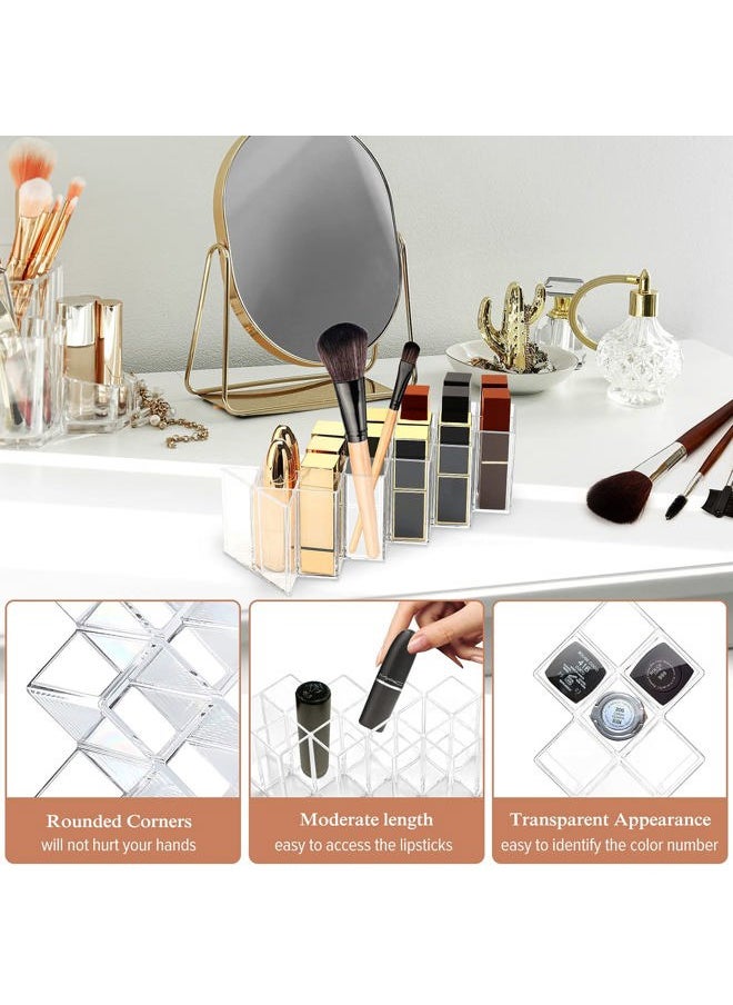 3 Pack Lipstick Holder Organizer, 48 Spaces Acrylic Stackable Fish Shape Lipsticks Tower Lipgloss Display Stand, Clear Lip Gloss Organizers Storage Box -16 Slots