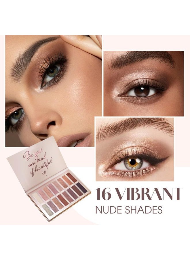 Eyeshadow Palette Makeup - Eye Makeup Palette with 16 Highly Pigmented Matte & Shimmer Shades - Vegan & Blendable