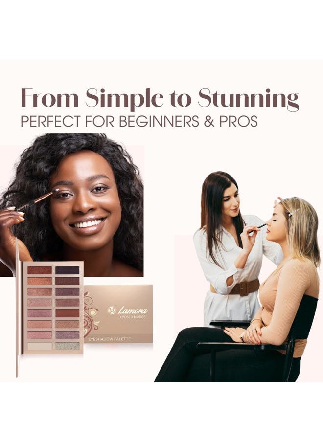 Eyeshadow Palette Makeup - Eye Makeup Palette with 16 Highly Pigmented Matte & Shimmer Shades - Vegan & Blendable
