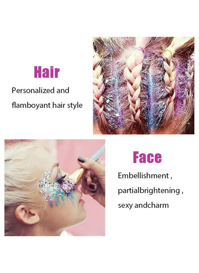 Gold Body Glitter, Mardi Gras Face Glitter Gel, Mermaid Sequins Lip Eye Nails Hair Body Glitter Makeup, Liquid Holographic Chunky Glitter Singer Concerts Music Festival Rave Accessories,50g