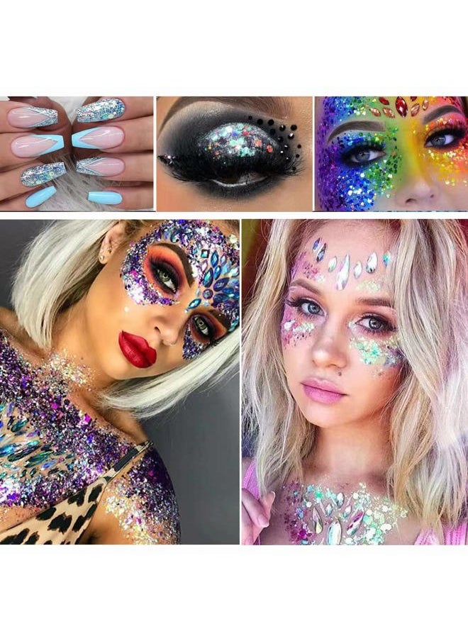 Gold Body Glitter, Mardi Gras Face Glitter Gel, Mermaid Sequins Lip Eye Nails Hair Body Glitter Makeup, Liquid Holographic Chunky Glitter Singer Concerts Music Festival Rave Accessories,50g