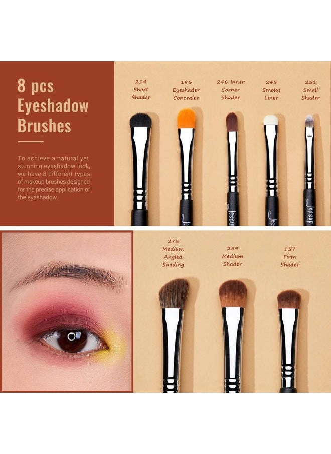 Eye Makeup Brushes Set Professonal 28pcs Premium Synthetic Eyeshadow Brush Eyeliner Brush Eyebrow Brush Blending Brush for Makeup Black T341