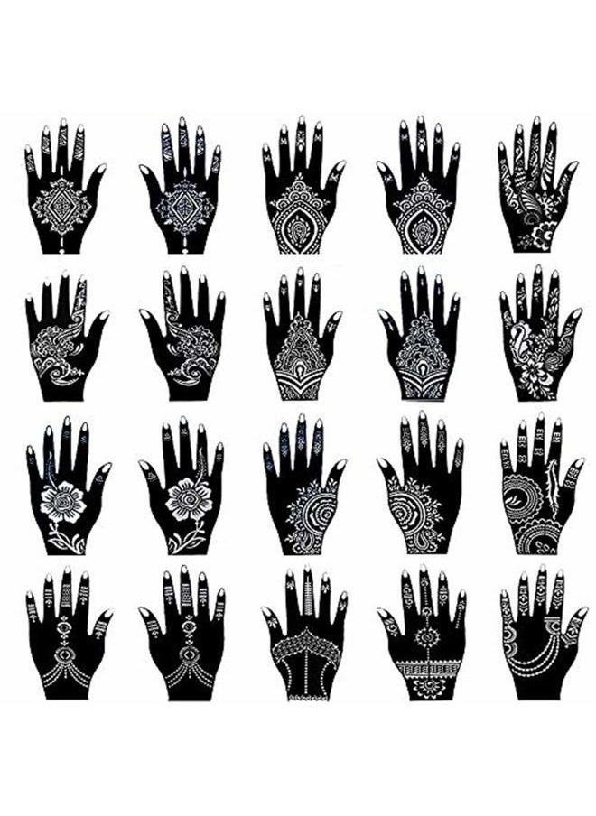 Henna Tattoo Stencil Kit/Temporary Tattoo Template Set of 20 Sheets, Indian Arabian Tattoo Stickers Mehndi Stencils for Hand Body Art