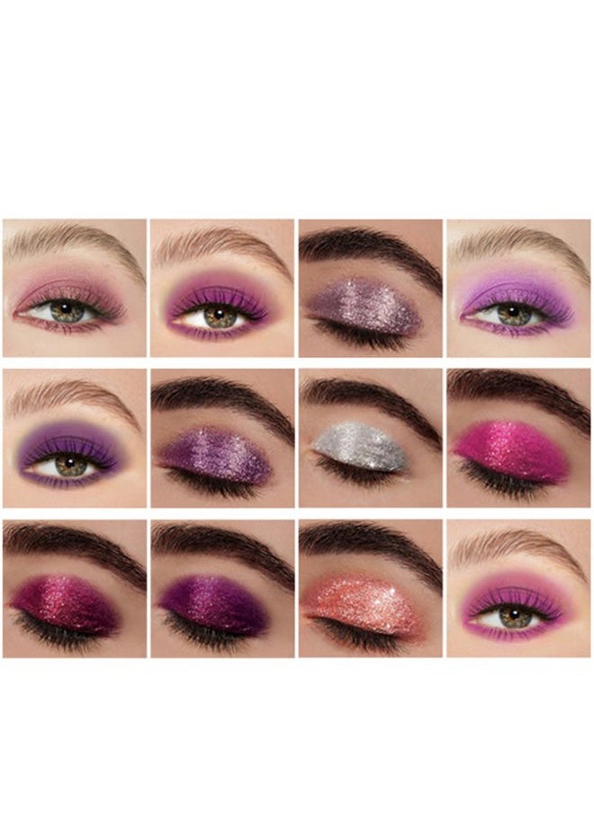 Jam Purple Eyeshadow Palette 9 Colors Stunning Matte Glitter Eyeshadow Palette Longlasting Waterproof Shimmer Eye Shadow for Girls and Women (Set 3, Jam Purple)